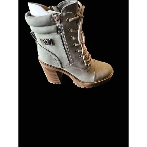 Guess GBG Los Angeles Womens Sheeva Heeled Platform Lace Up Lug Sole Size 7.5 - Picture 2 of 2